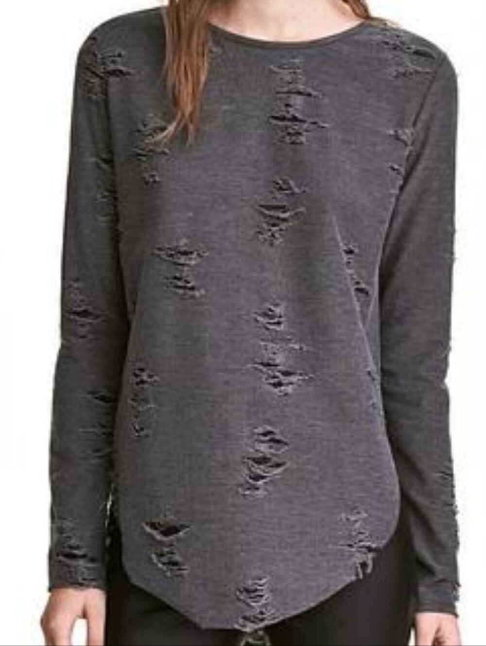 H&M Divided Rick Owens Inspired Distressed Long Sleeve Tee. Small.